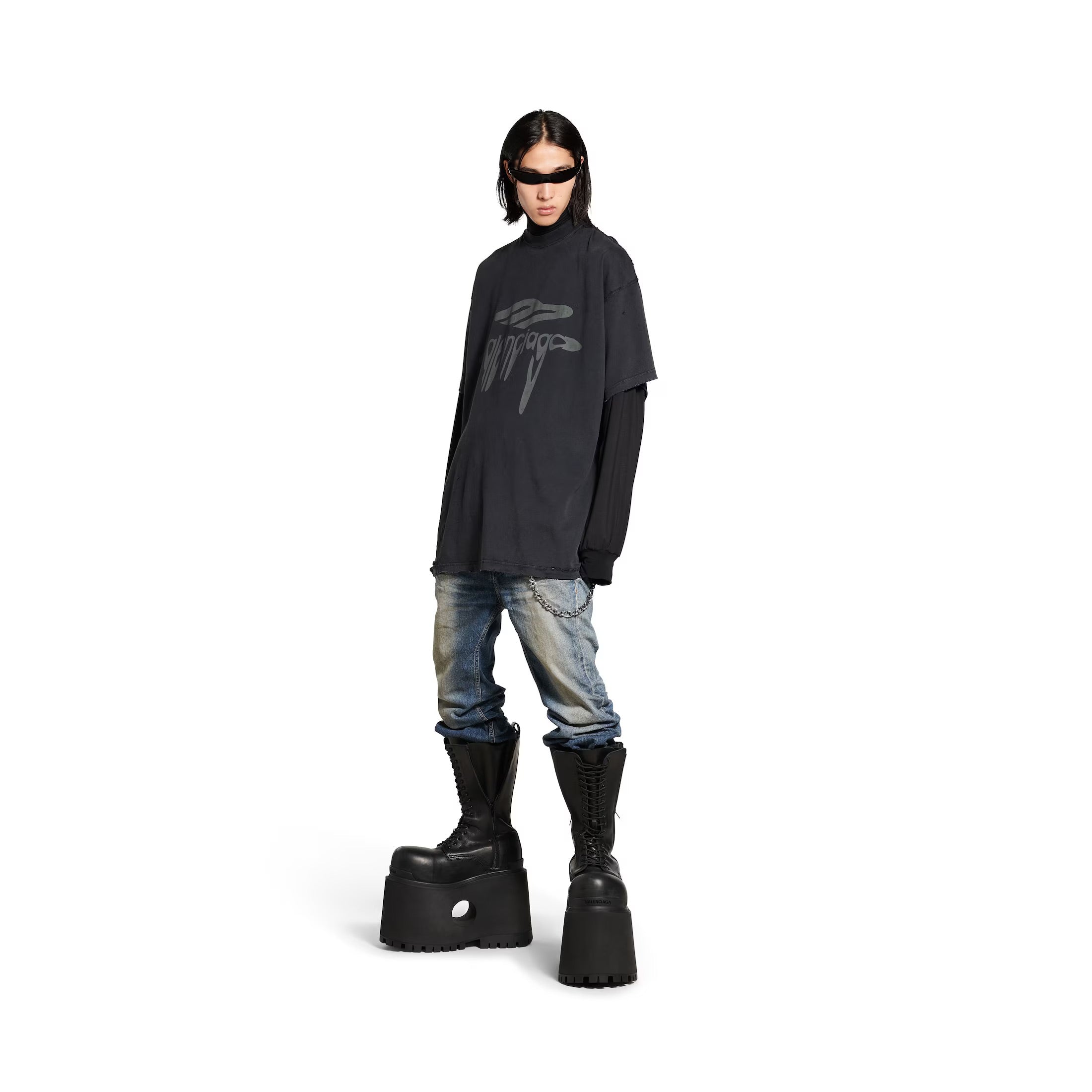 Balenciaga 3B Liquefied T-Shirt - Blue - Short sleeve t-shirts