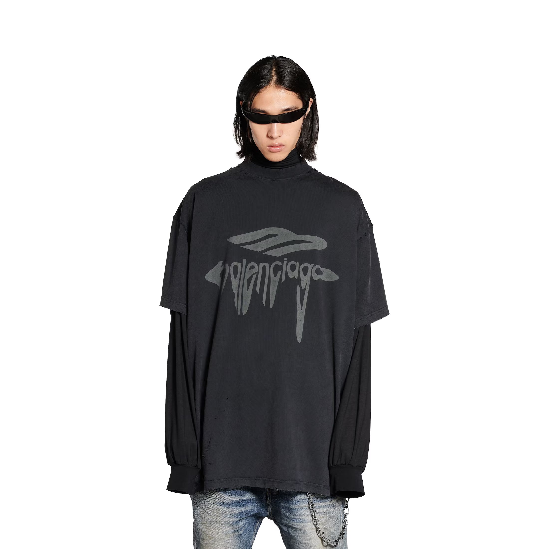 Balenciaga 3B Liquefied T-Shirt - Blue - Short sleeve t-shirts