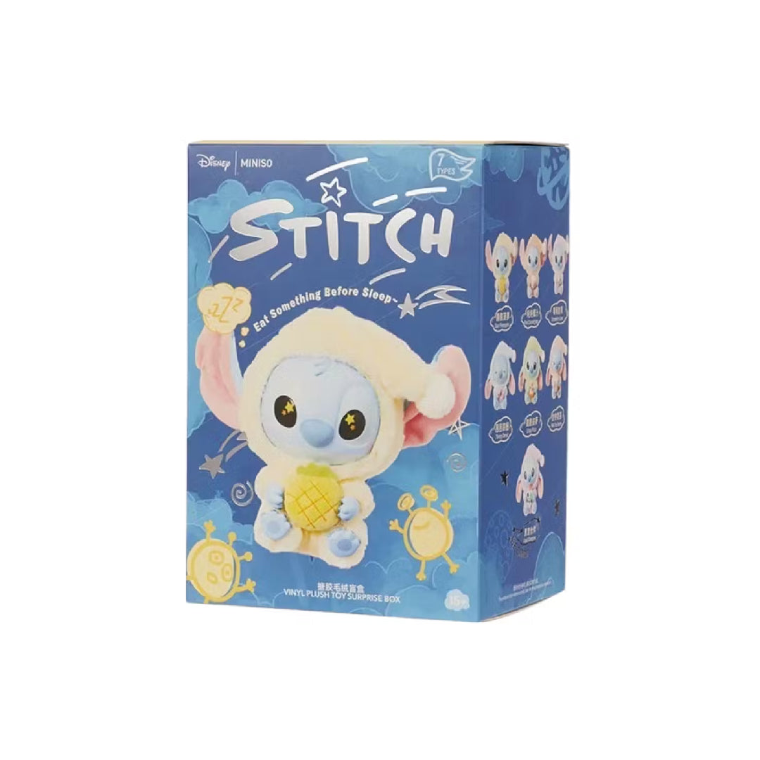 Miniso Top Toy Disney Stitch Eating Something Before Sleep Plush Keychain Single Blind Box